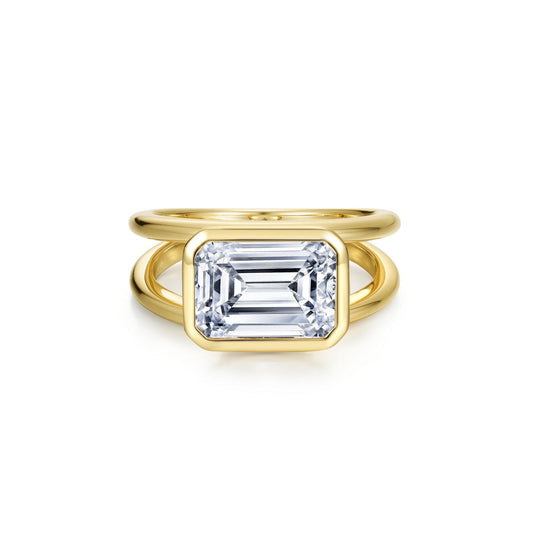 Floating Emerald Split Shank Ring
