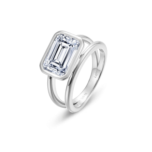 Floating Emerald Split Shank Ring