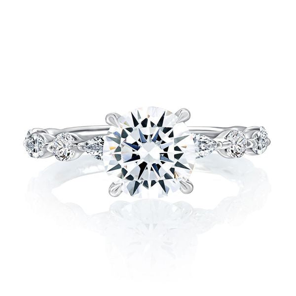 A.Jaffe Engagement Rings Classic Round Center Stone Diamond Engagment Ring with Alternating Shape Stones Band MECRD2929T/212