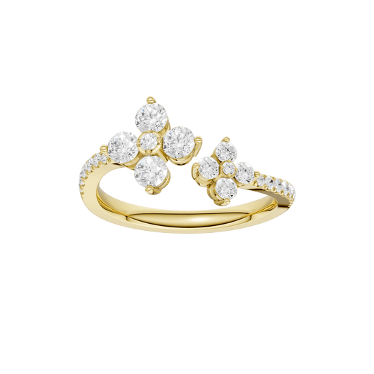 Flower Petals Diamond Cuff Ring(Round) RF33212-4Y