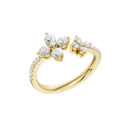 Flower Petals Diamond Cuff Ring(Round) RF33212-4Y