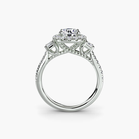 Three-Stone Ring with Halo 2