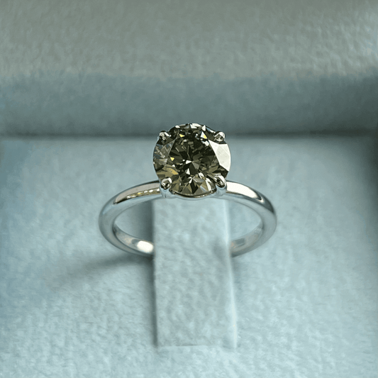 Round Brilliant Fancy Vivid Green Diamond Ring LG779655604