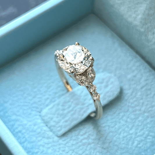 Round Brilliant Diamond Ring w/ 4 Marquise Diamond Accents LG536277062