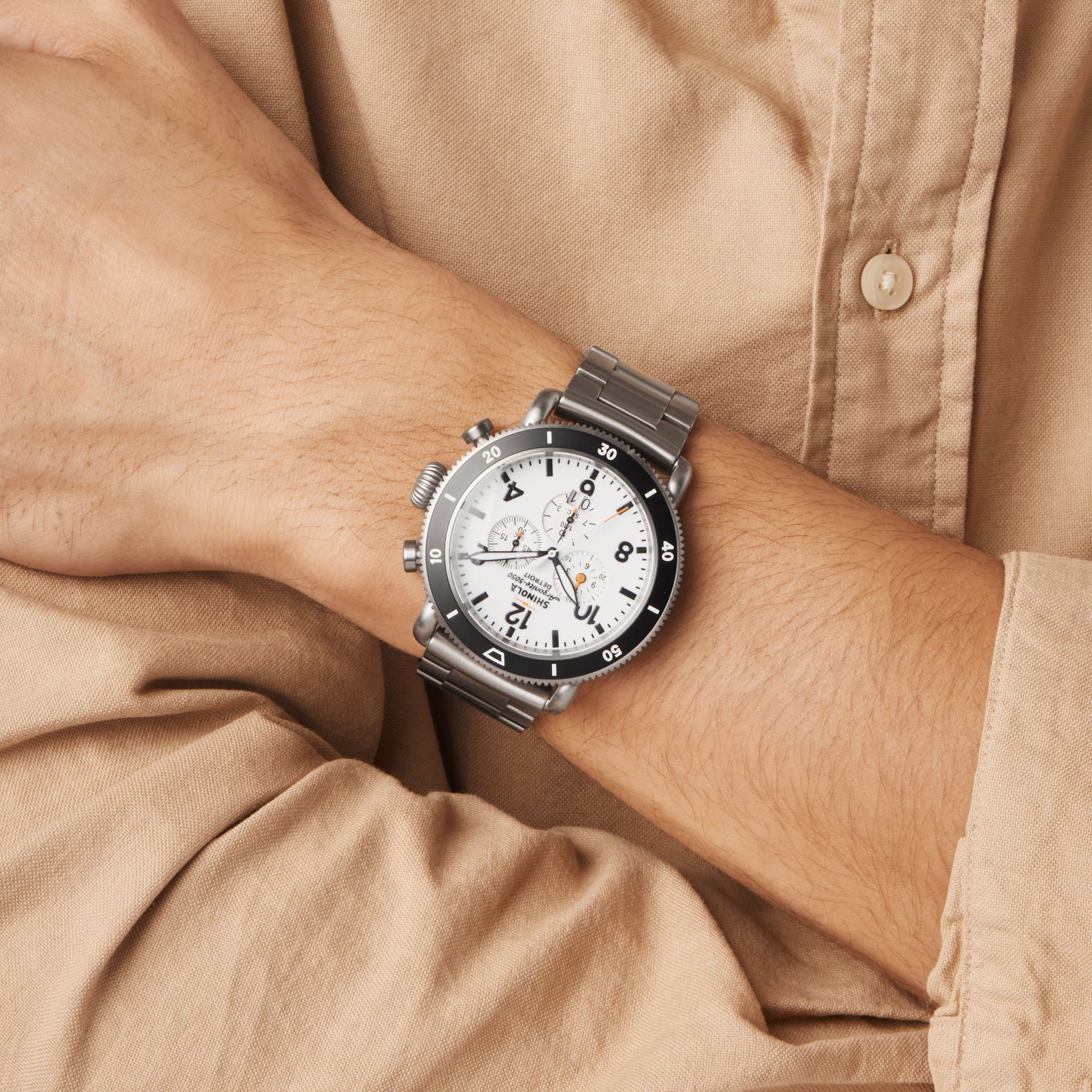 Shinola The White Hurricane 48mm S0120224028-1-Wht-48-USA