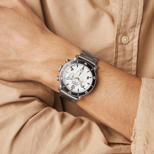 Shinola The White Hurricane 48mm S0120224028-1-Wht-48-USA