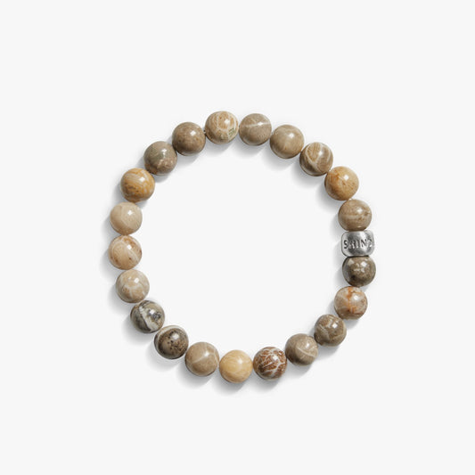 8mm Beaded Petoskey Bracelet S1820244428-1-Petoskey-L-USA