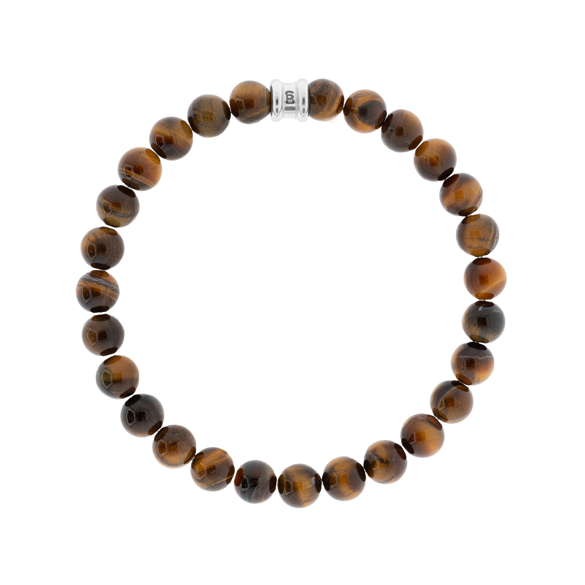 STEEL & BARNETT 8mm Round Gemstone Bracelet Tiger Eye SBB/013S