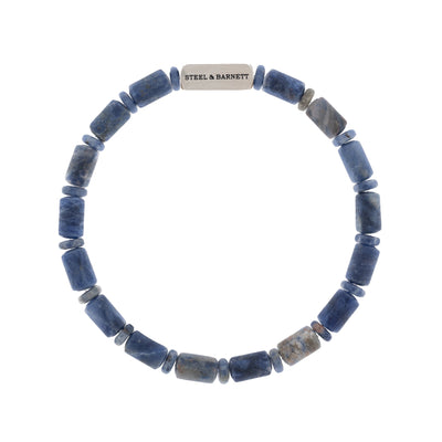 STEEL & BARNETT Colourful Cal Barrel Gemstone Bracelet Matt Sodalite SBCC/004S