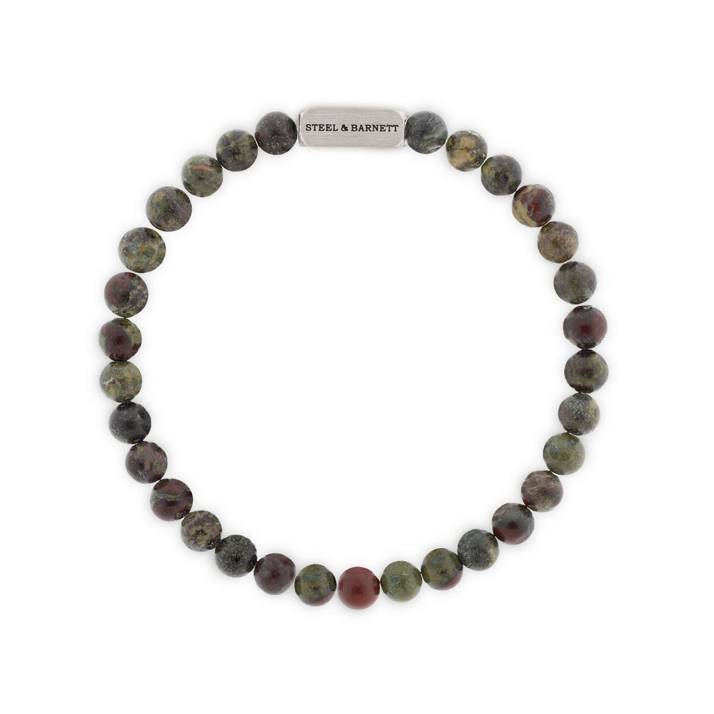 STEEL & BARNETT Natural Ned 6mm Round Gemstone Bracelet Dragon Blood SBNN/004S