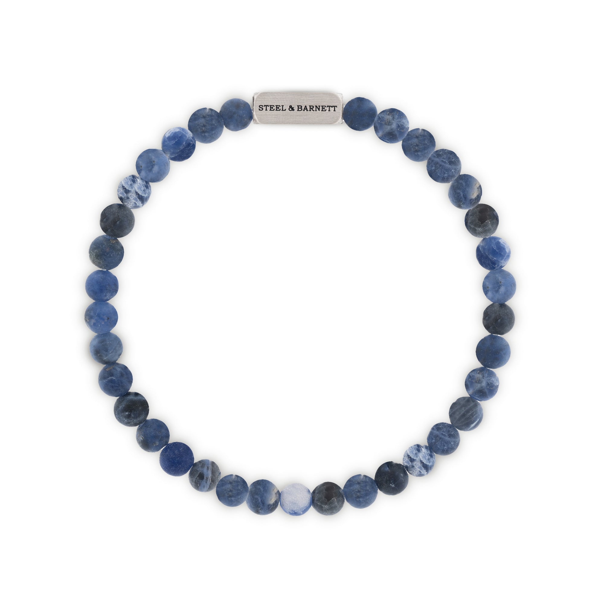 STEEL & BARNETT Natural Ned 6mm Round Gemstone Bracelet Matt Sodalite SBNN/006S