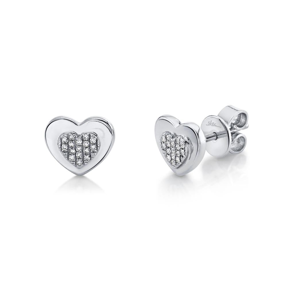 Shy Creation 0.06Ct Diamond Heart Stud Earring SC22007555