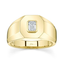 Shy Creation 0.31Ct Diamond Emerald Bezel Signet Ring SC22008533