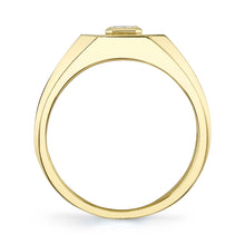 Shy Creation 0.31Ct Diamond Emerald Bezel Signet Ring SC22008533