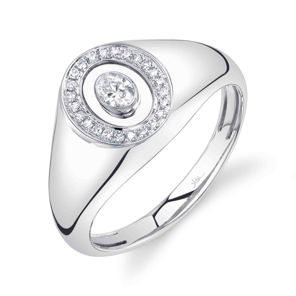 Shy Creation 0.17Ct Diamond Oval Bezel Signet Ring SC22008874V2