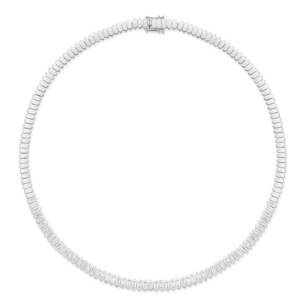 3.01CT DIAMOND BAGUETTE BEZEL TENNIS NECKLACE