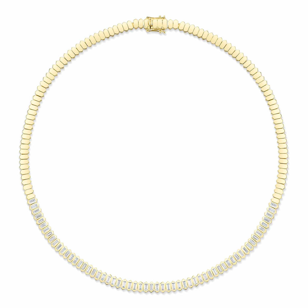 3.01CT DIAMOND BAGUETTE BEZEL TENNIS NECKLACE