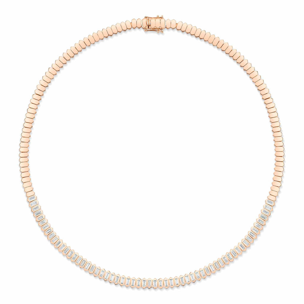 3.01CT DIAMOND BAGUETTE BEZEL TENNIS NECKLACE