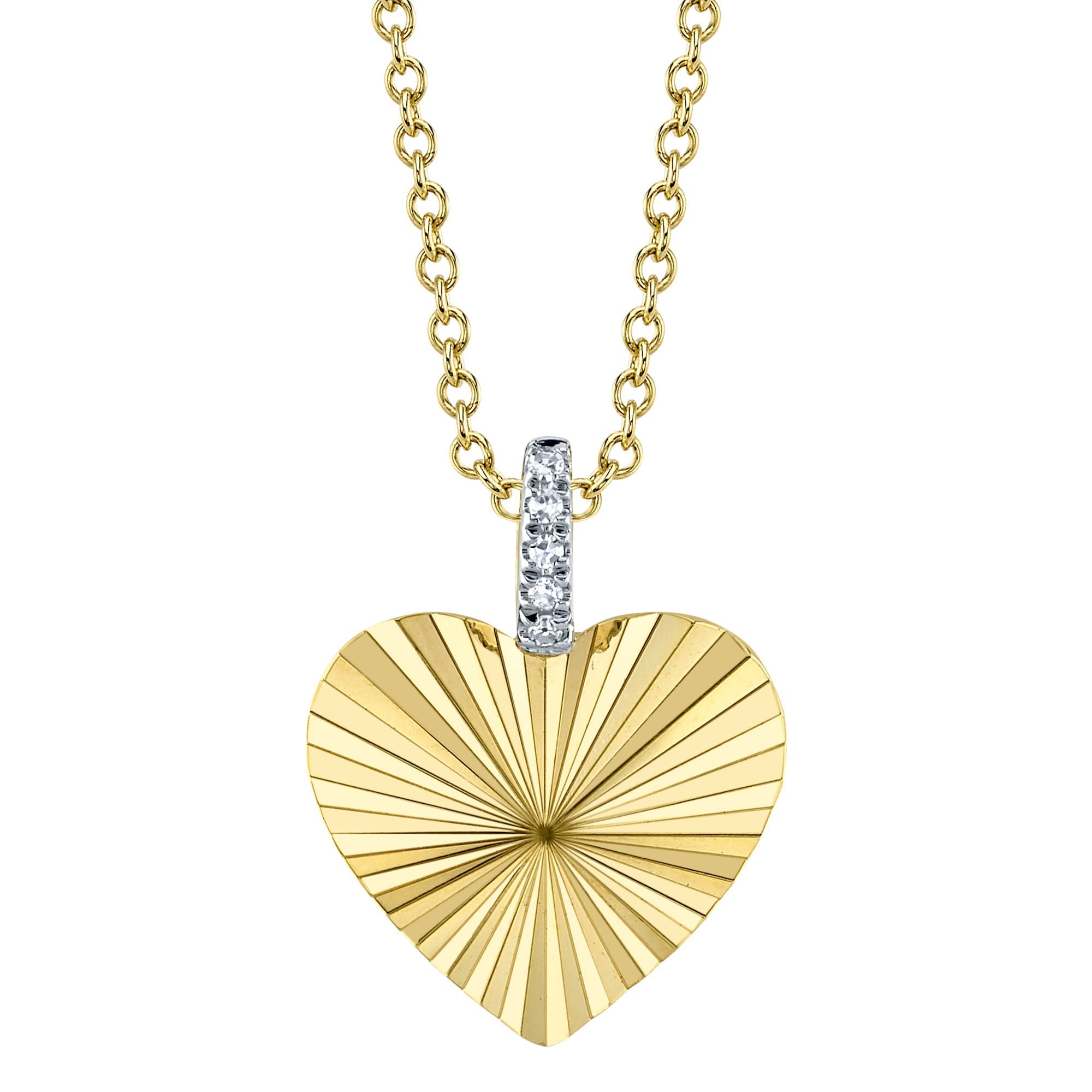 0.01Ct Diamond Ribbed Heart Necklace Sc22009478Rd