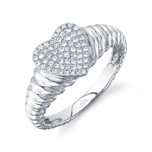 Shy Creation 0.17Ct Diamond Pave Heart Signet Ring SC22009480