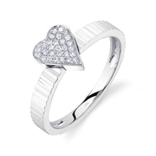 Shy Creation 0.07Ct Diamond Ribbed Pave Heart Ring SC22009663