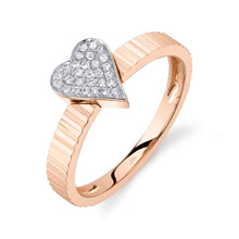 Shy Creation 0.07Ct Diamond Ribbed Pave Heart Ring SC22009665RD