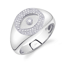 Shy Creation 0.19Ct Diamond Bezel Pave Eye Circle Matte Signet Ring SC22009955