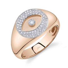 Shy Creation 0.19Ct Diamond Bezel Pave Eye Circle Matte Signet Ring SC22009957RD