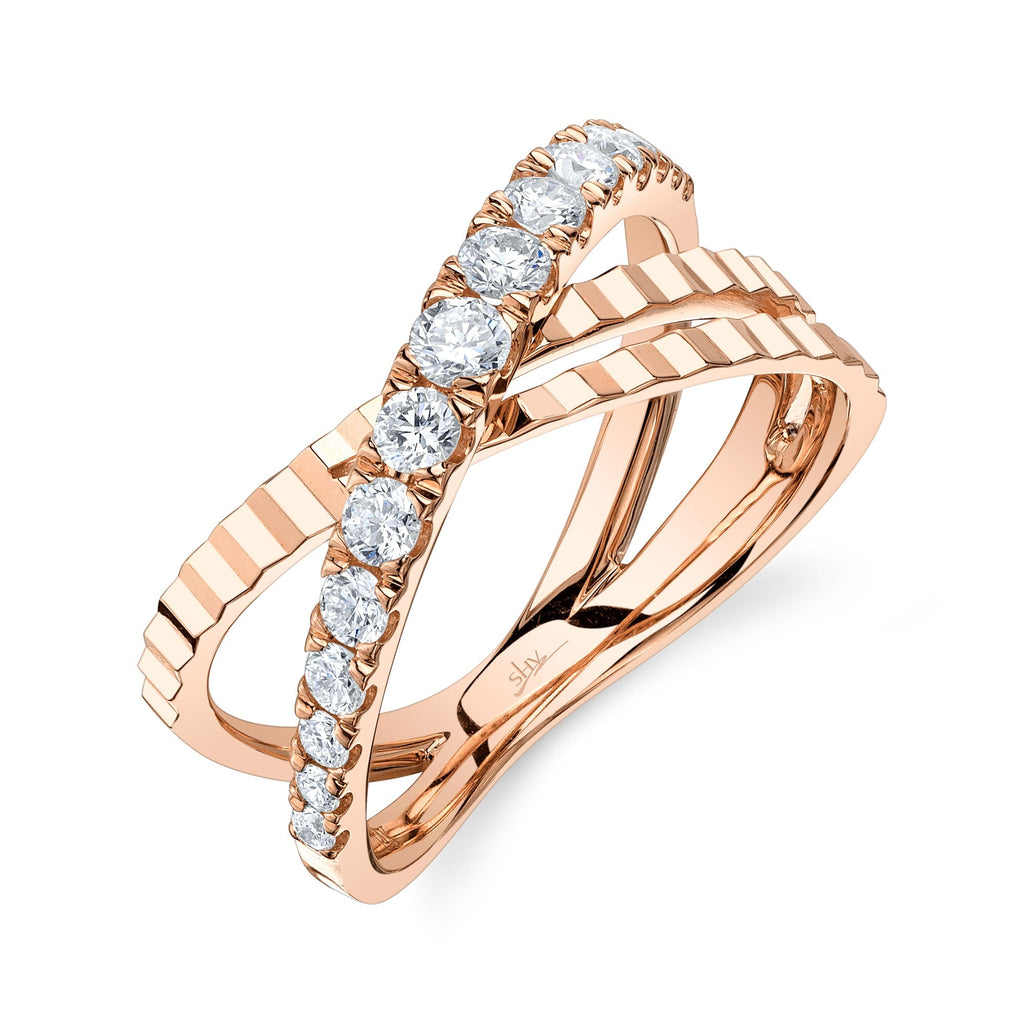 0.53CT DIAMOND RIBBED BRIDGE RING