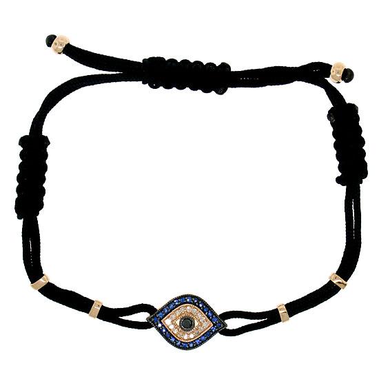 Shy Creation 0.13Ct Diamond & 0.22Ct Blue Sapphire Eye String Bracelet SC36212547