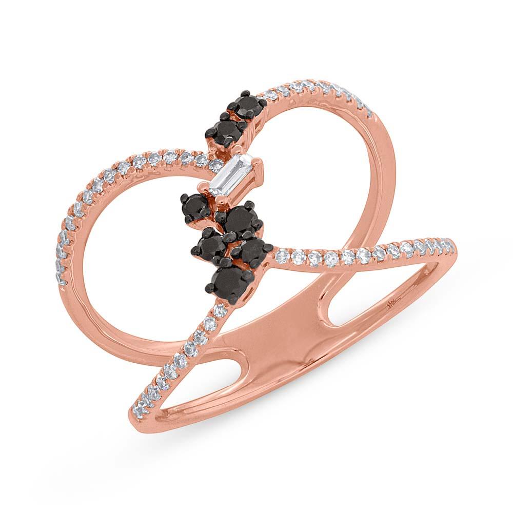 0.35CT BLACK & WHITE DIAMOND BAGUETTE RING