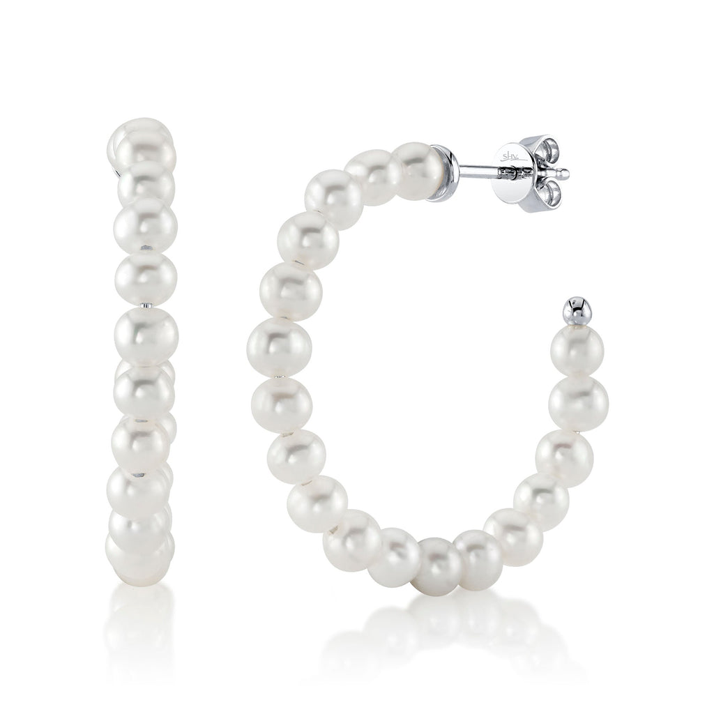 CULTURED PEARL HOOP EARRING