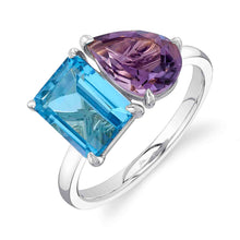 4.90CT AMETHYST & BLUE TOPAZ RING