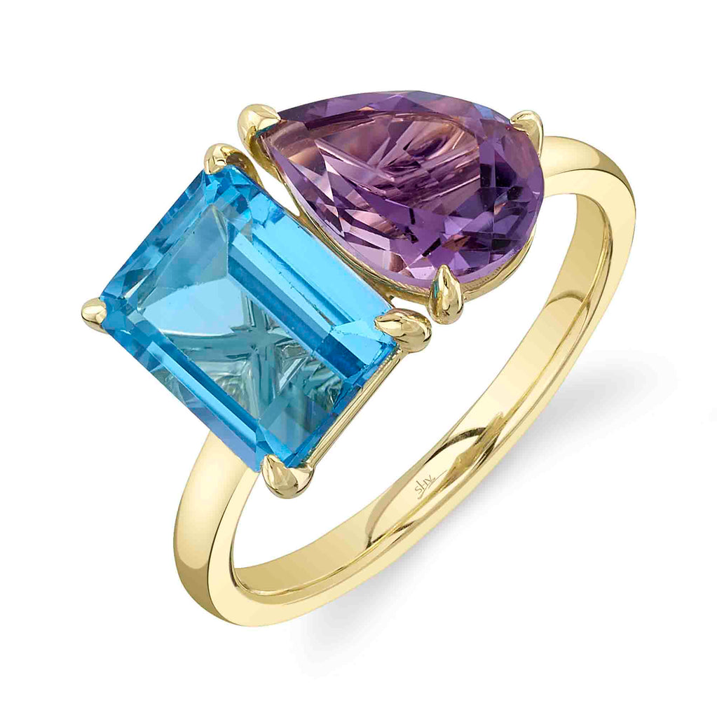 4.90CT AMETHYST & BLUE TOPAZ RING