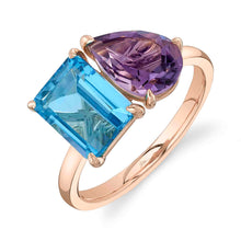 4.90CT AMETHYST & BLUE TOPAZ RING