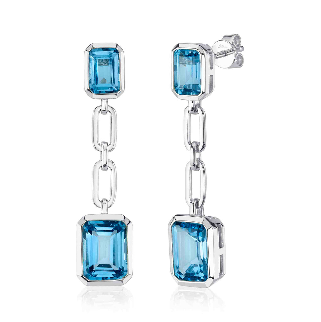 5.11CT BLUE TOPAZ PAPER CLIP LINK EARRING