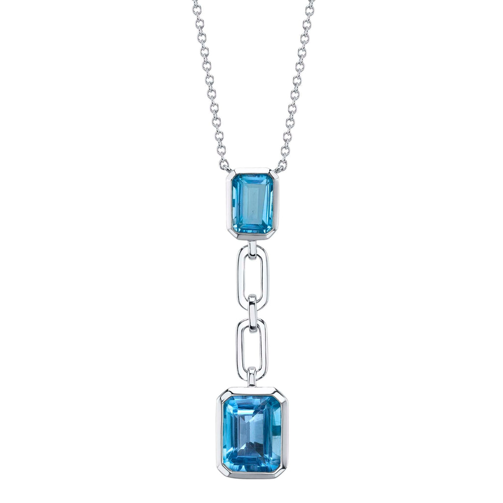 2.87CT BLUE TOPAZ PAPER CLIP LINK NECKLACE