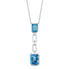 2.87CT BLUE TOPAZ PAPER CLIP LINK NECKLACE
