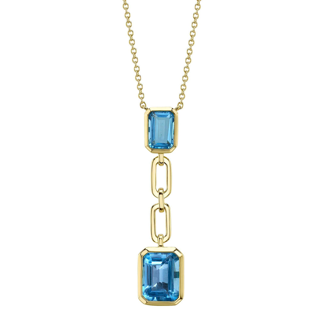2.87CT BLUE TOPAZ PAPER CLIP LINK NECKLACE