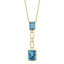 2.87CT BLUE TOPAZ PAPER CLIP LINK NECKLACE