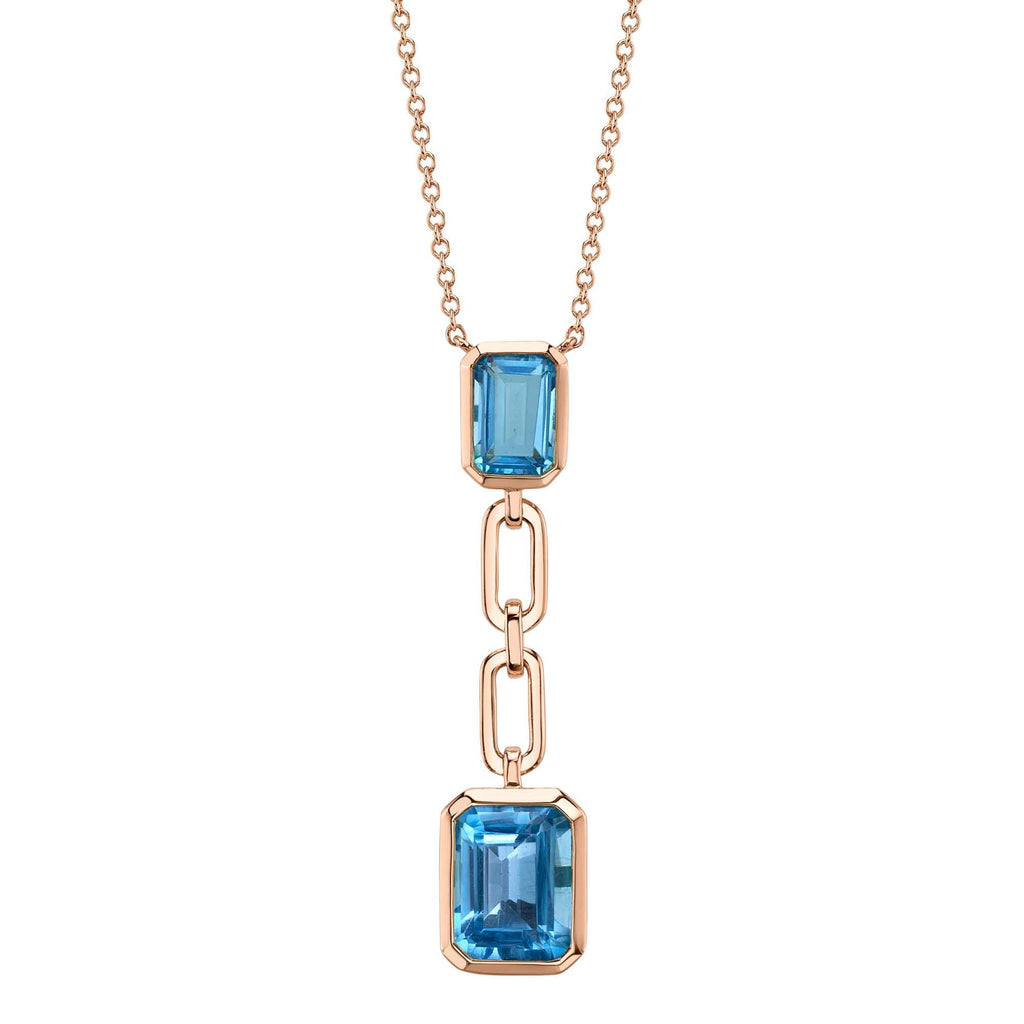 2.87CT BLUE TOPAZ PAPER CLIP LINK NECKLACE