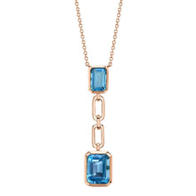 2.87CT BLUE TOPAZ PAPER CLIP LINK NECKLACE