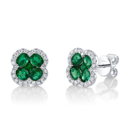 shy-creation-0-33ct-diamond-1-29ct-emerald-clover-stud-earring-sc41002241