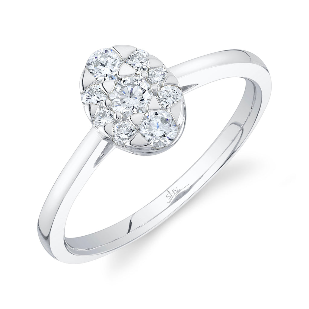 0.41CT DIAMOND OVAL CLUSTER RING
