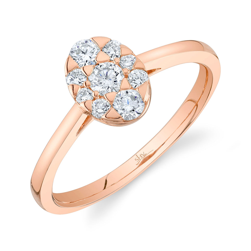 0.41CT DIAMOND OVAL CLUSTER RING