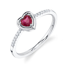 0.06CT DIAMOND & 0.28CT RUBY HEART RING