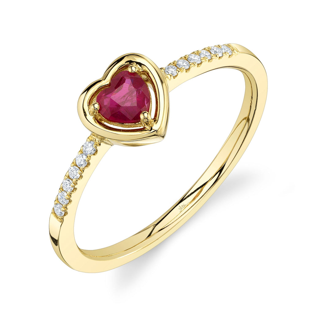 0.06CT DIAMOND & 0.28CT RUBY HEART RING