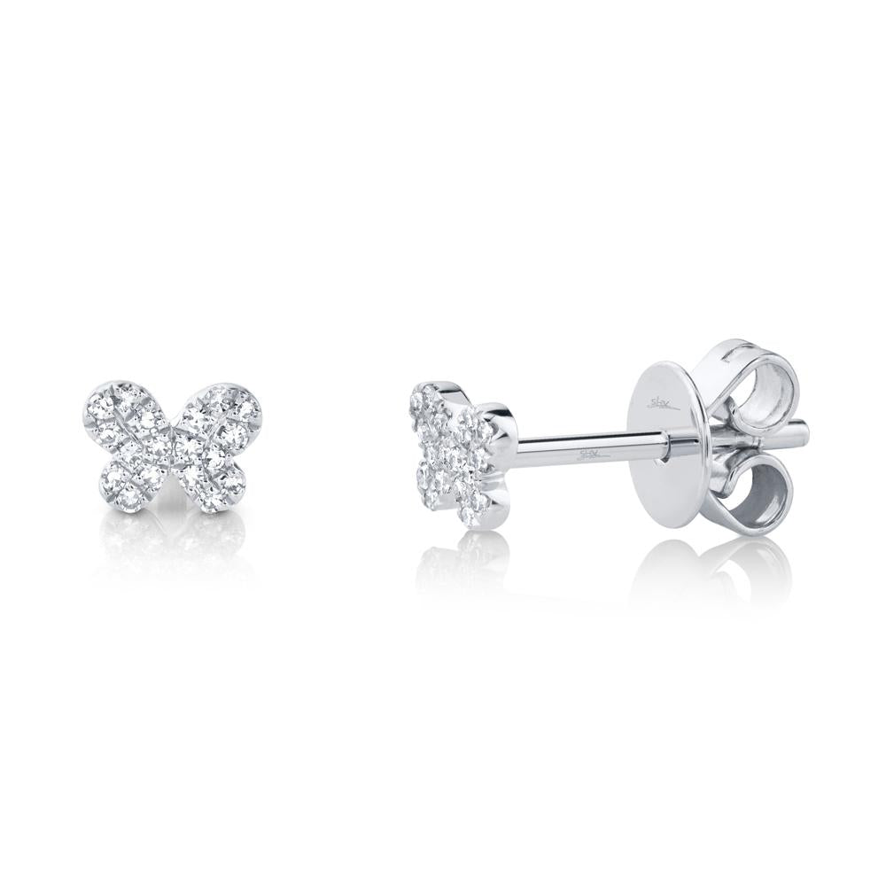 Shy Creation 0.07Ct Diamond Pave Butterfly Stud Earring SC55001995V2