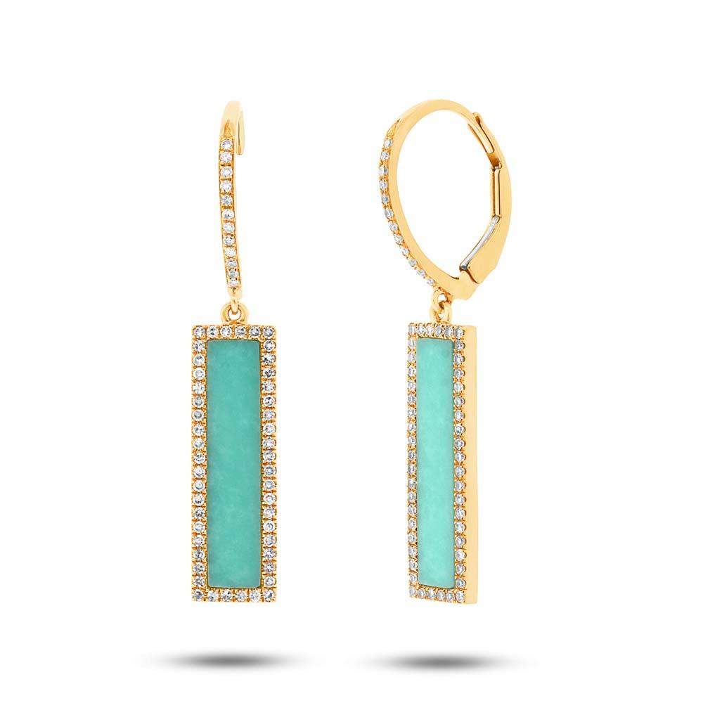 0.36CT DIAMOND & 2.06CT COMPOSITE TURQUOISE BAR EARRING