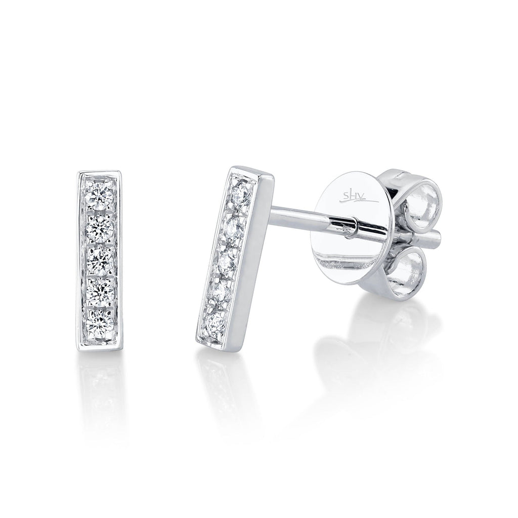 0.08CT DIAMOND BAR STUD EARRING